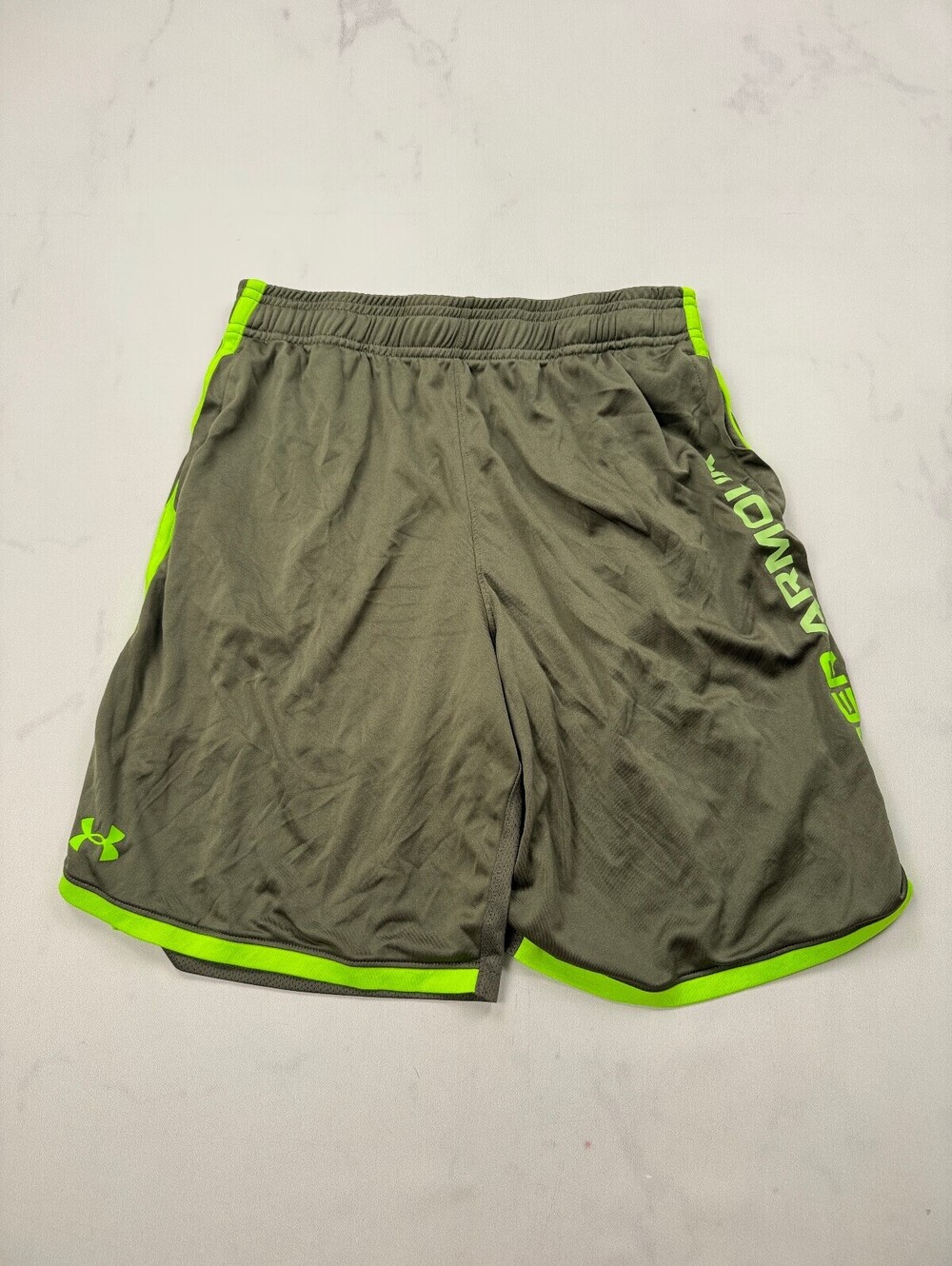 Under Armour Athletic Shorts Gray Neon Green Contemporary - Boys XL